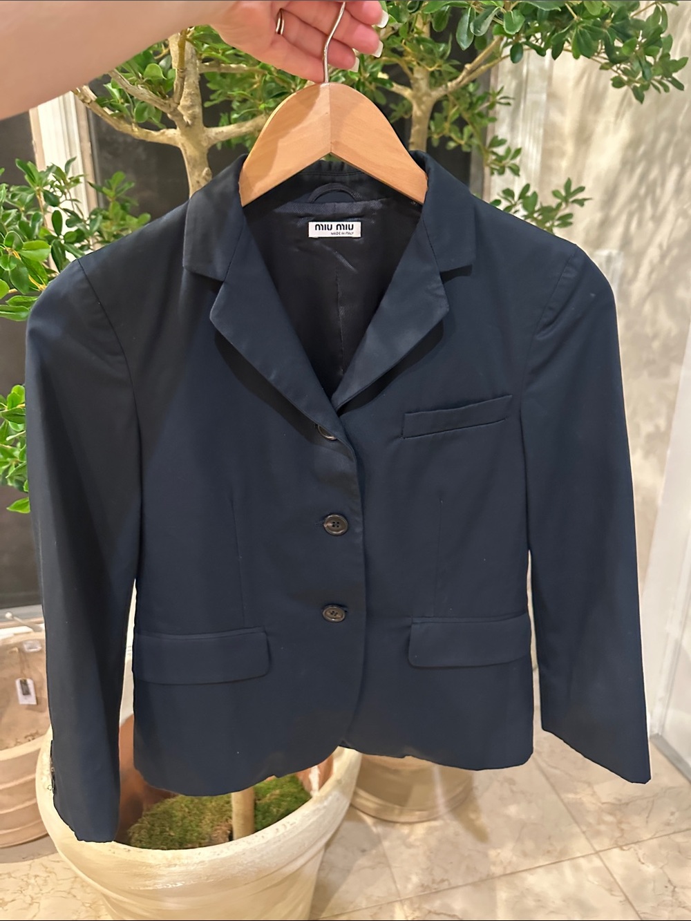 Miu Miu Dark Navy Blazer with Notch Lapel European 38 USA size 4